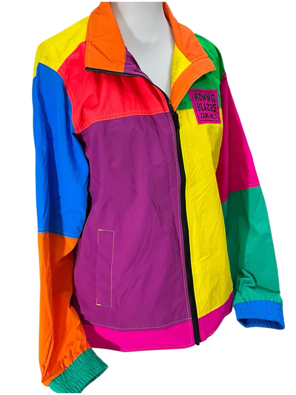 Rowing Blazers x Jams World Neon Colorblock Windbreaker Jacket M Honolulu Unisex